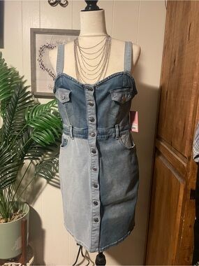 Juicy Couture Two-Tone Light Blue Denim Mini Dress